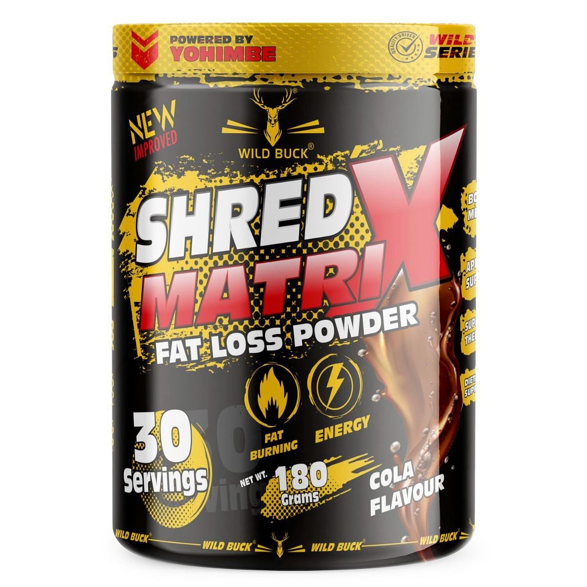

WILD BUCK SHRED MATRIX Fat Loss Powder Which Helps in Weight Loss & Boosts Metabolism ( 180gm,Cola)