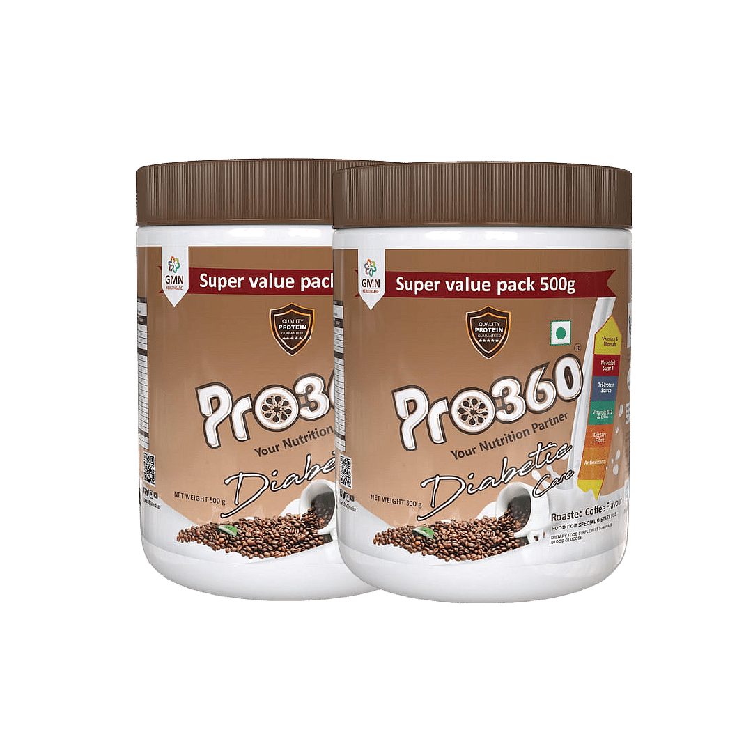 

Pro360 Diabetic Care Protein Powder Roasted Coffee Flavour 500g | Pack of 2