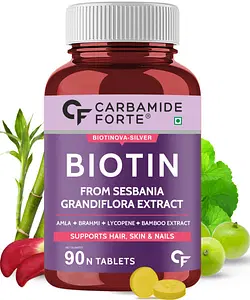Carbamide Forte Biotin | 90 Veg Tablets | Hair | Skin | Nails 