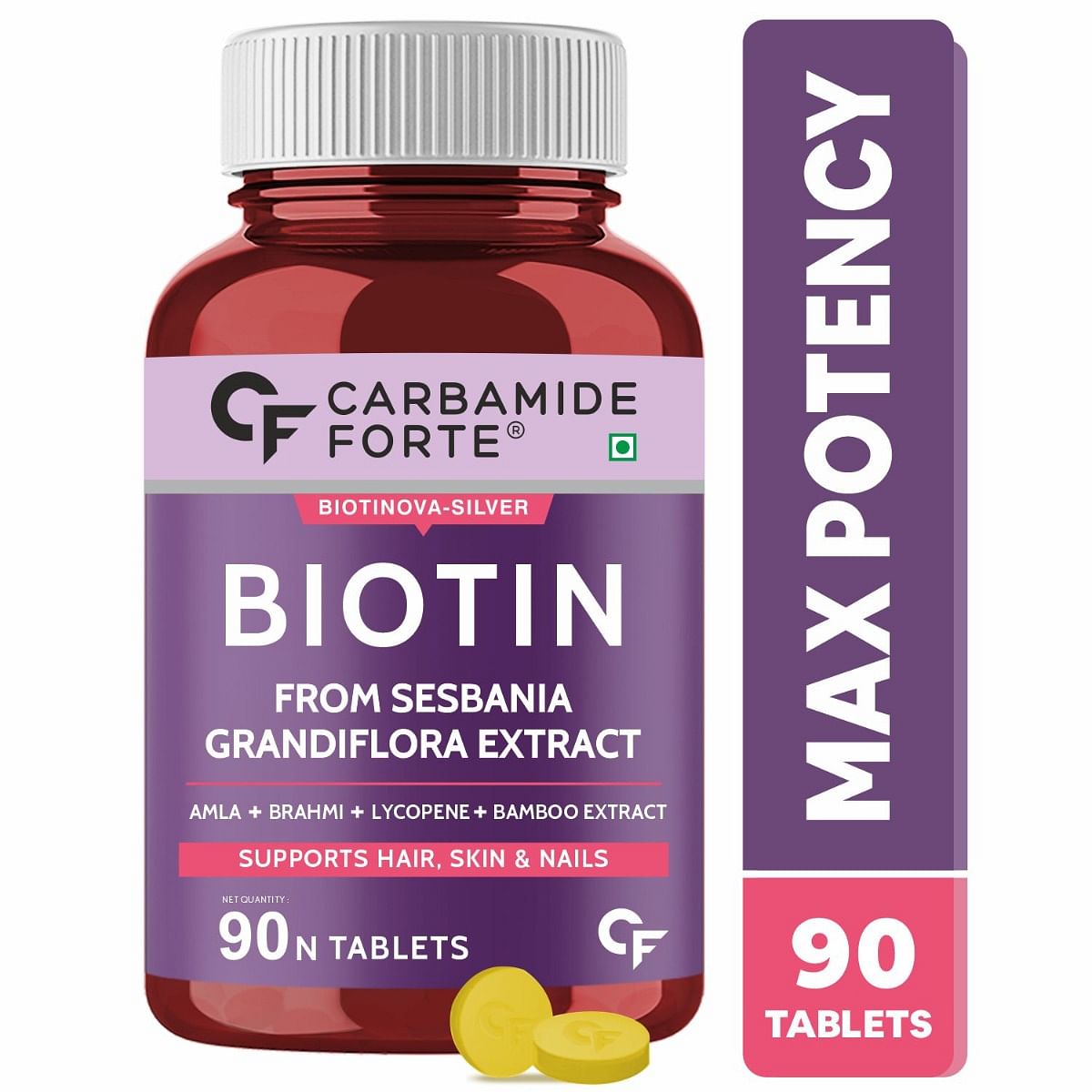 Carbamide Forte Biotin for Hair Growth with Amla, Brahmi & Bamboo ...