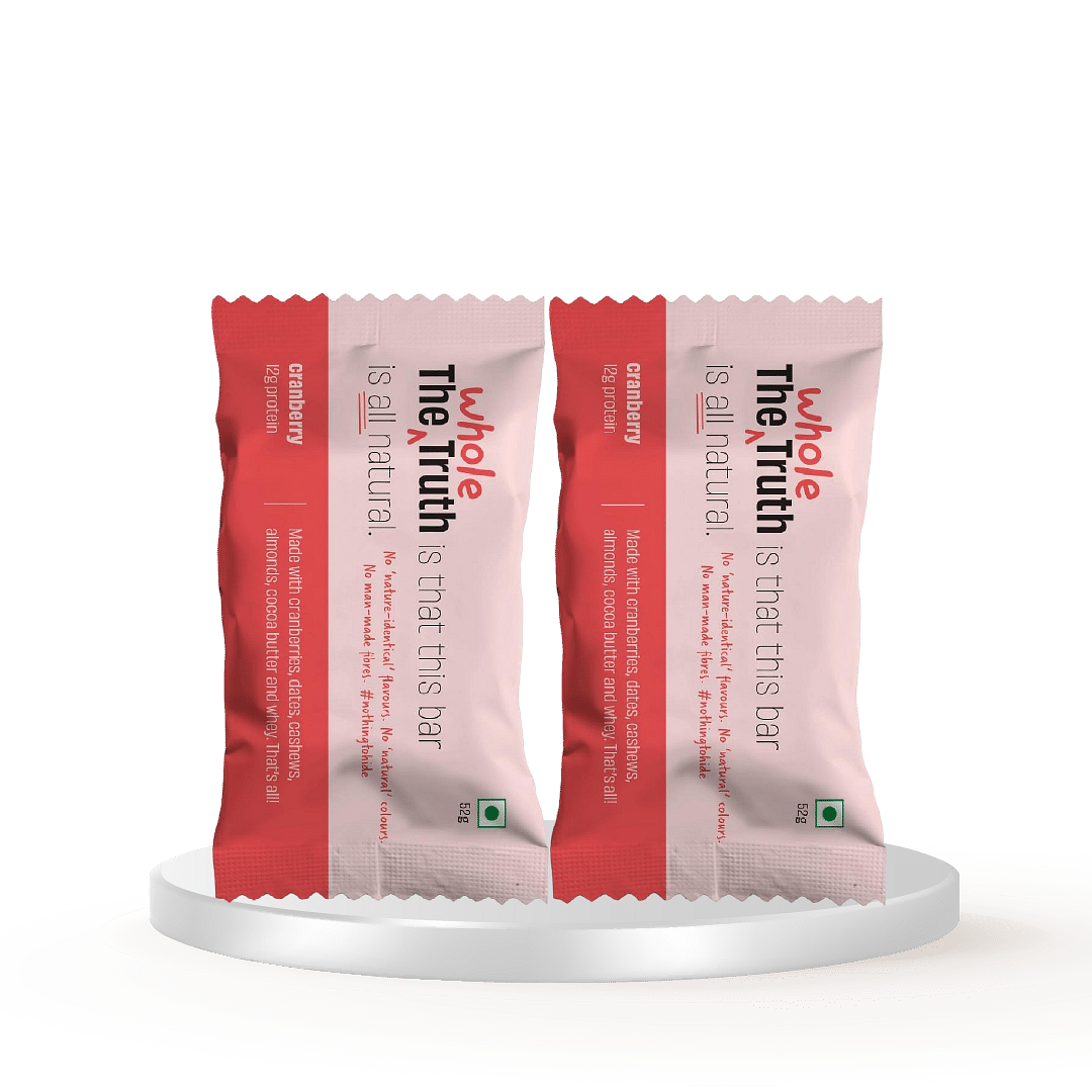 

The Whole Truth - Protein Bars | Cranberry | Pack of 6 x 52g each | No Added Sugar | No Preservatives | No Artificial Sweeteners | No Gluten or Soy...