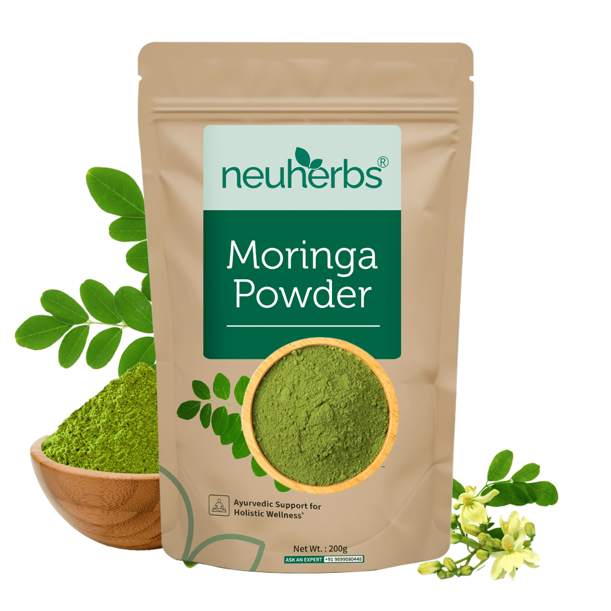 

Neuherbs Organic Moringa Powder | Drumstick Leaf Powder/Churna | Rich In Antioxidant & Protein To Support Digestion, Hair & Skin Health | Certified...