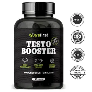 Nutrafirst Testo Booster Tablets,  for Stamina, Performance and boosts T-Level in men, enriched with Ashwagandha, Safed Musli, Kaunch Beej and Many more Herbs, Vegeterian Tablet, 1B (1 X 30 Tablets) 