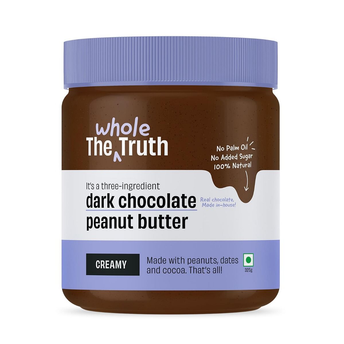 

The Whole Truth - Dark Chocolate Peanut Butter | 325 g | Creamy | No Added Sugar | No Artificial Sweeteners | Gluten Free | No Preservatives | 100%...