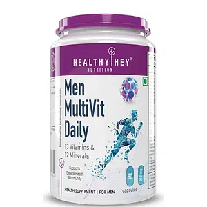 HealthyHey Nutrition Multi Vitamin for Men - Multi-Vit Daily - 13 Vitamins & 10 Minerals - Vegan - 90 Capsules (90)