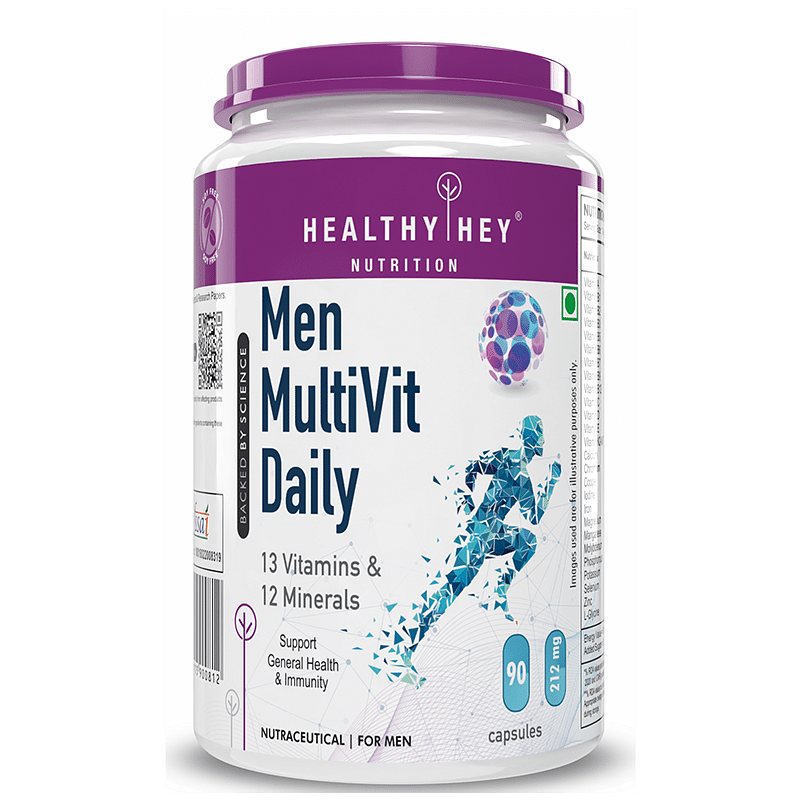 

HealthyHey Nutrition Multi Vitamin for Men - Multi-Vit Daily - 13 Vitamins & 10 Minerals - Vegan - 90 Capsules (90)