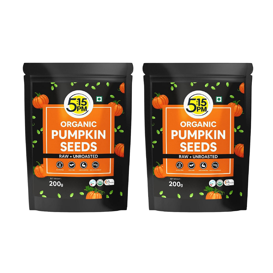 

5:15PM Organic Pumpkin Seeds| Raw Pumpkin Seeds for eating |Immunity Booster Seeds | 100% Organic, Pure, Natural & Unroasted Seedsâ€“ 200g | Pack of 2