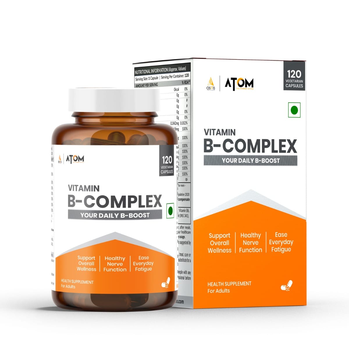 AS-IT-IS ATOM Vitamin B-Complex Capsules - 120 Vegetarian Capsules, 100% RDA for all B Vitamins, Supplement for Women & Men, Supports Overall Wellness, Healthy Nerve Function, Eases Everyday Fatigue-image-16