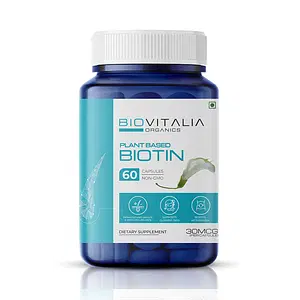 Biovitalia Organics Premium Biotin Capsules for Hair, Skin & Nails - Supports Growth, Hormonal Balance & Healthy Glow - Expertly Crafted Formula - 60 Veg Capsules