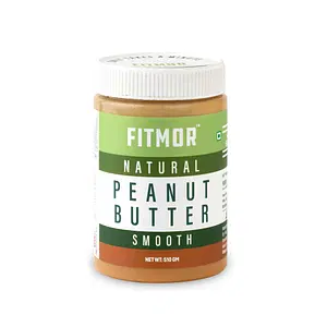 FITMOR Peanut Butter All NATURAL SMOOTH - 510gm | Healthy | No Preservatives | Vegan | Premium Peanuts | Unsweetend Peanut Butter