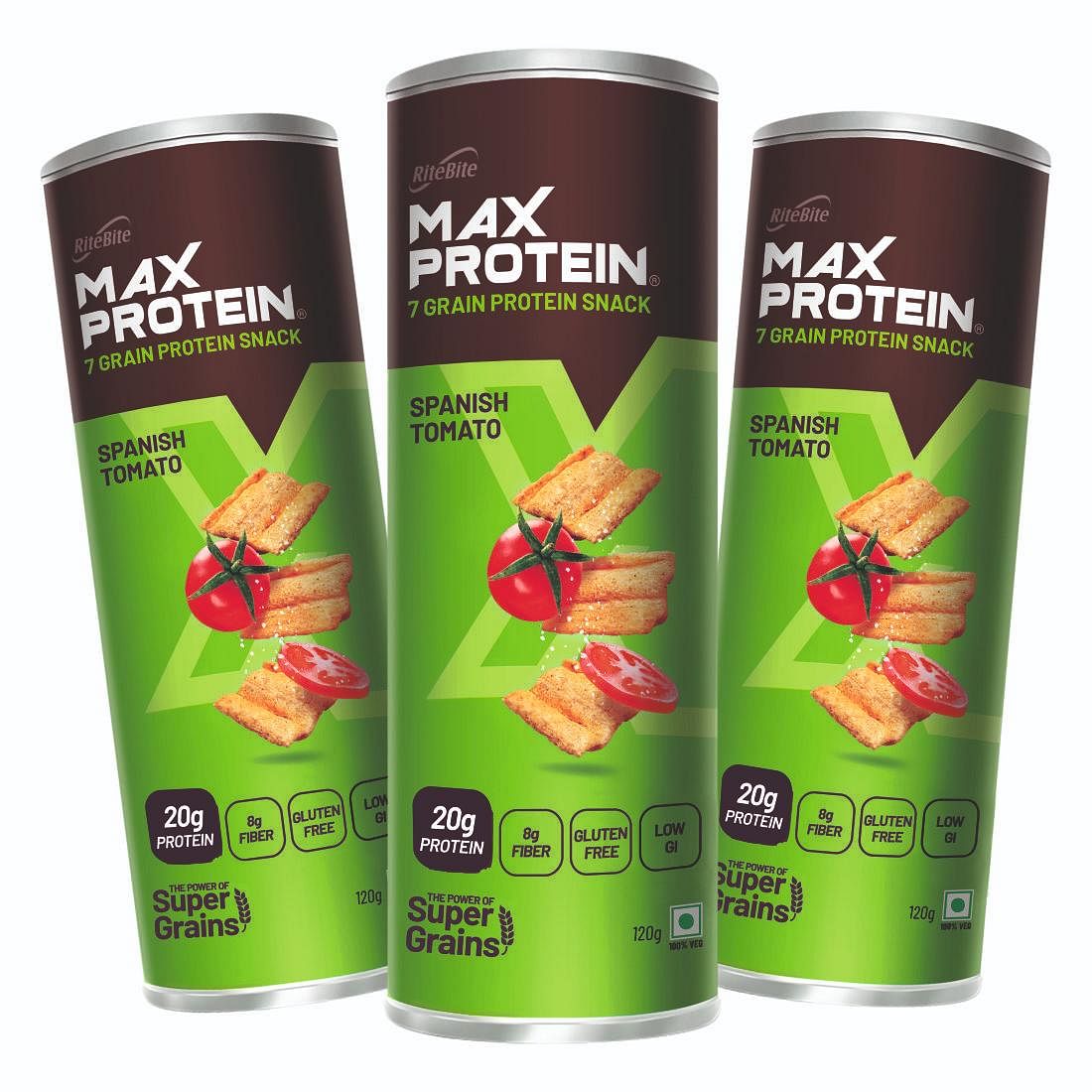 

RiteBite Max Protein Spanish Tomato Protein Chips, Pack of 3 - 120 g