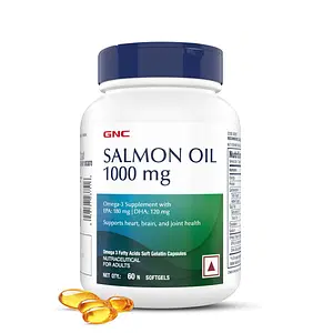 GNC Salmon Oil for Men & Women | Rich Omega-3s with EPA & DHA | Relieves Joint Ache | Promotes Healthy Heart | Supports Memory | Protects Eye Health | Formulated in USA | 60 Softgels