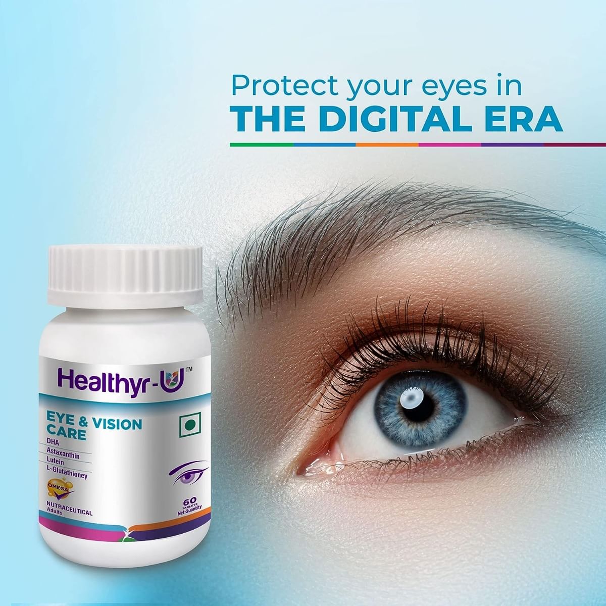 HealthyrU Eye & Vision Care Astaxanthin, Lutein, Glutathione and DHA