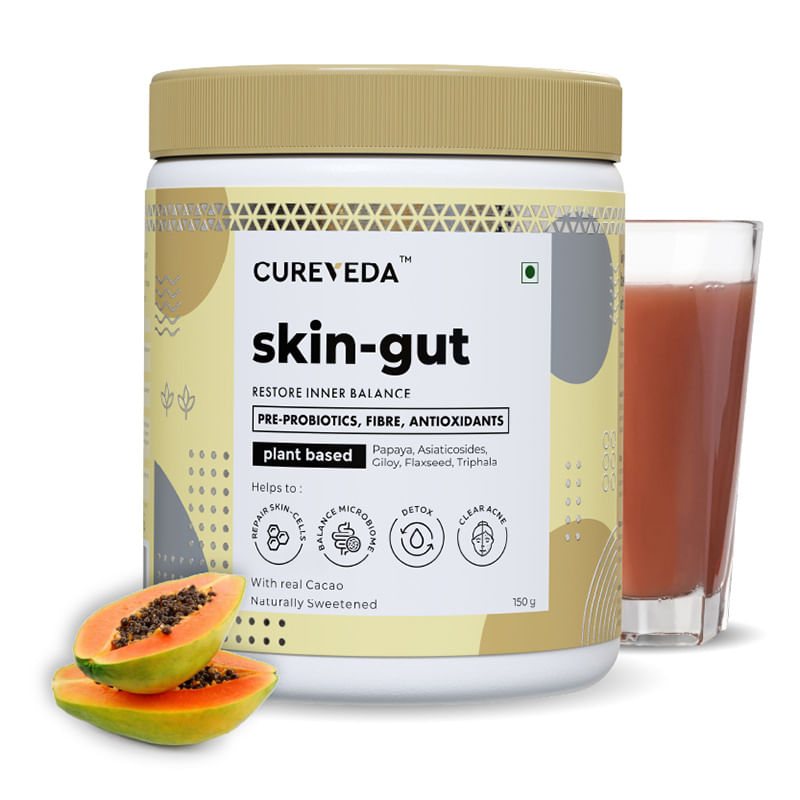 

Cureveda SkinGut Pre & Probiotic Powder for Clear Skin | Supports Acne Control | Gut Health| Skin Detox | Plant-Based Formula with Antioxidants | N...