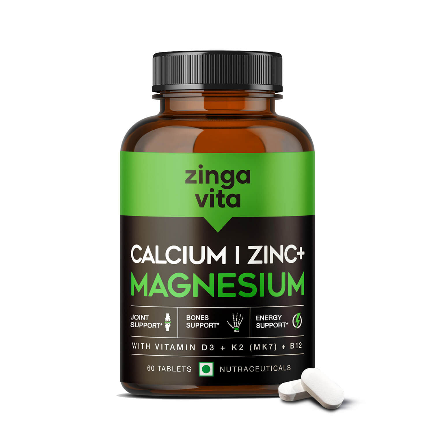 

Zingavita Calcium Magnesium & Zinc Tablets with Vitamin D3, K2 & B12 | Calcium for Women & Men | Ideal Supplement to support Bone & Joint Health, 6...