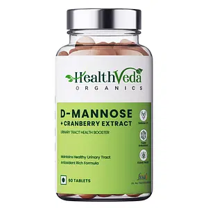 Health Veda Organics D-Mannose + Cranberry Extract Supplement For Kidney Health & Urinary Tract Infection, 60 Veg Tablets