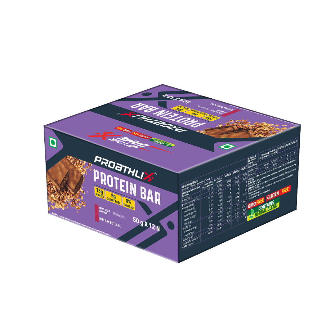 

Proathlix Protein Bar 50G (Fruit & Nut, Pack of 12) | Energy Bar | Full of Vitamins & Minerals | Herbal Blend…
