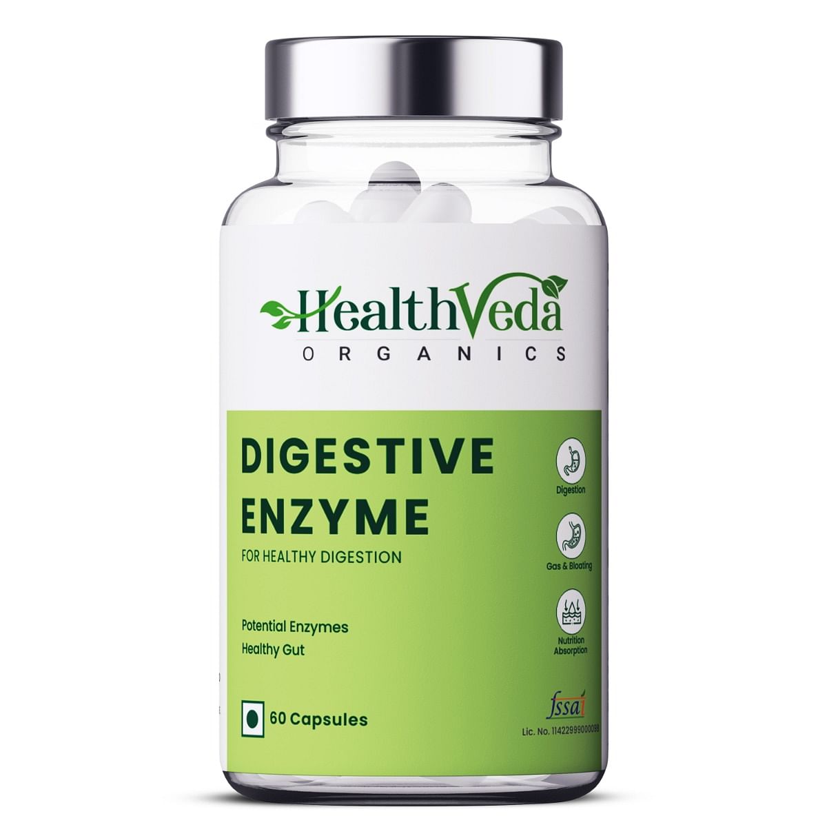 

Health Veda Organics Digestive Enzyme Capsules For Better Digestive Function & Healthy Gut, 60 Veg Capsules