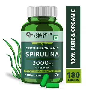 Carbamide Forte 100% Organic Spirulina Tablets | 180 Veg Tablets | 2000mg Per Serving | Energy | Immunity | Detox