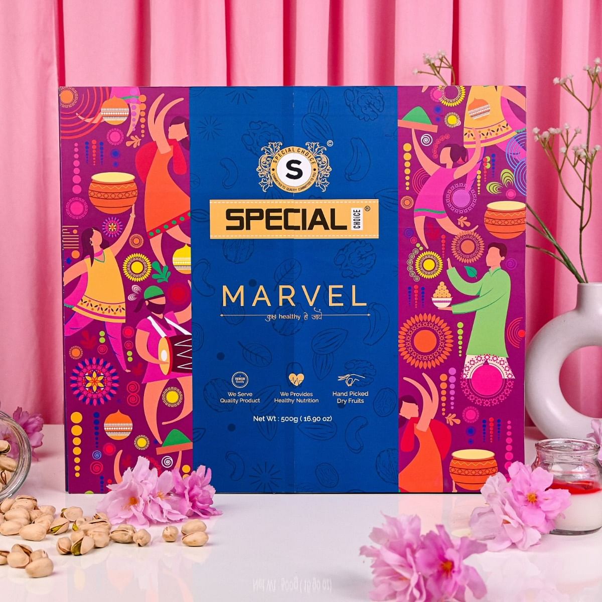 

Special Choice Marvel Dry Fruits Gift Pack (Cashew Nuts Salted 100g, Cashew Nuts Masala 100g, California Almonds Salted 100g, California Pistachio ...