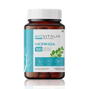 Biovitalia Organics Premium Moringa Capsules Nutrient-Rich Superfood with Protein & Vitamins - Moringa Oleifera Extract - 60 Vegan Capsules | ISO Certified | WHO GMP Animal Cruelty-Free | Gelatin Free