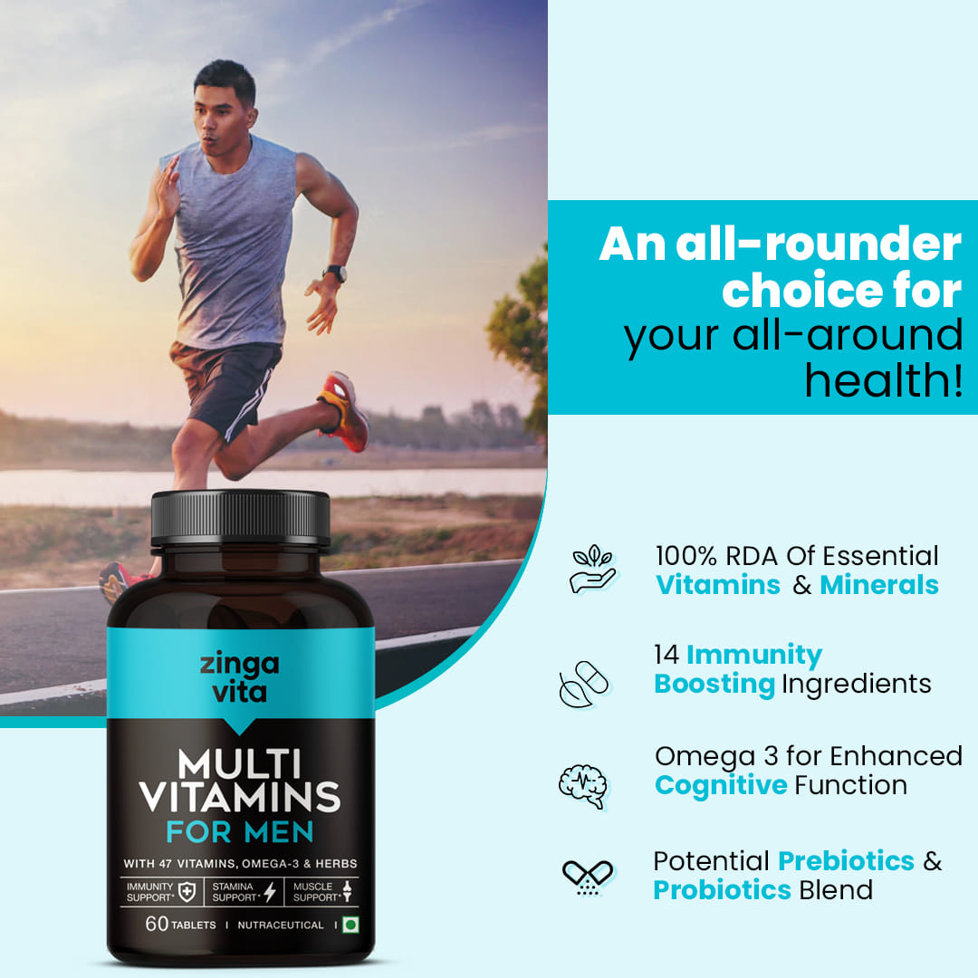 Zingavita Multivitamin Tablets for Men with 47 Essential Vitamins
