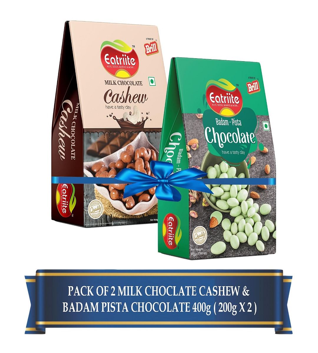 

Eatriite Pista-Chocolate Badam & Milk-Chocolate Coated Cashew 400g(200g X2)