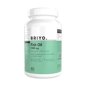Briyo Fish Oil 1000 mg (550 mg Omega 3) - 330 mg EPA & 220 mg DHA Per Softgel For Heart and Brain Health
