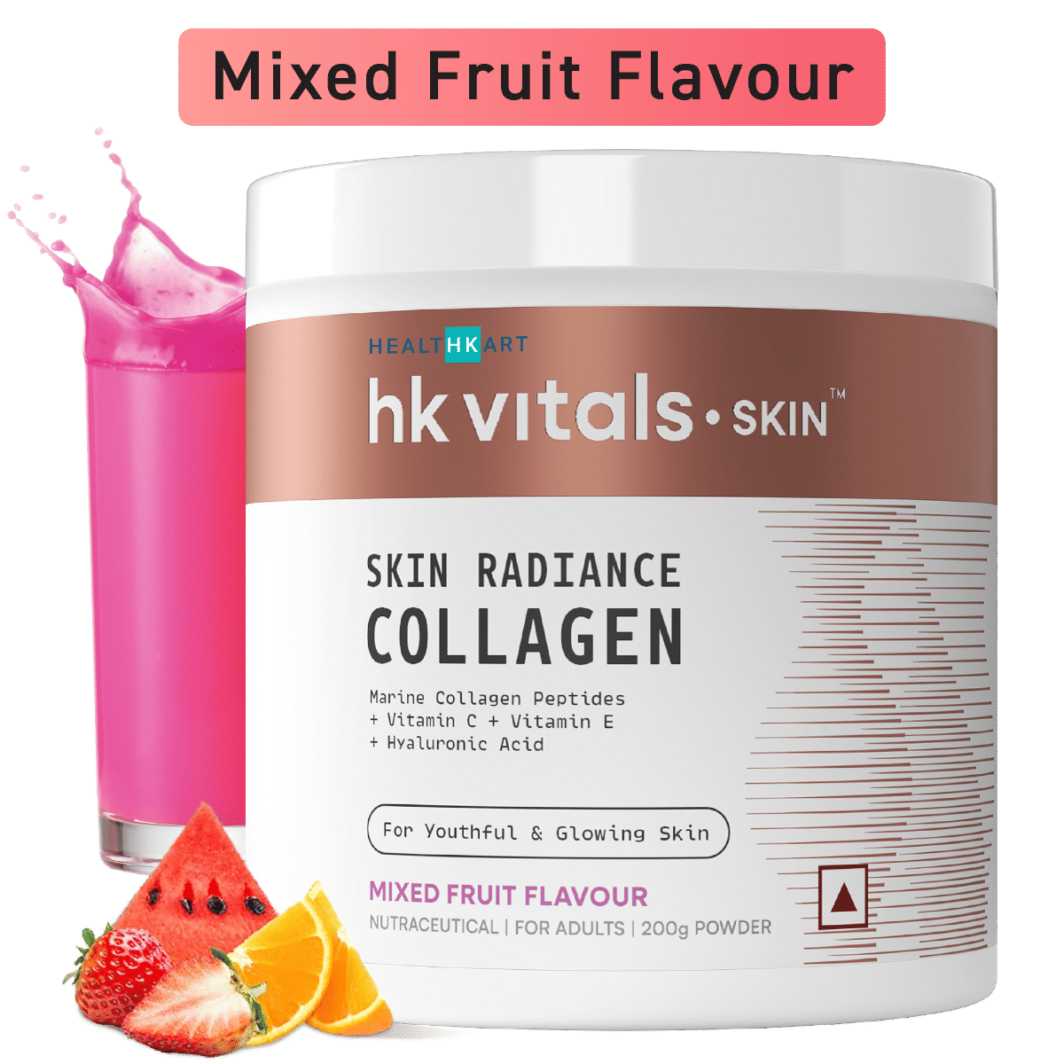 hk vitals Skin Radiance Marine Collagen Supplement (Mixed Fruit, 200g) | With Vitamin C, E, Sodium Hyaluronate | For Healthy Skin, Hair & Nails-image-14