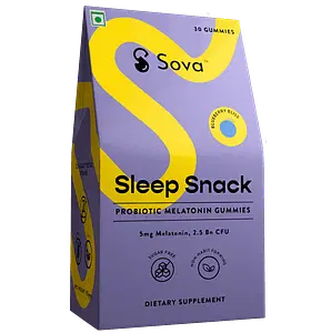 Sova Sleep Snack Gummies for Deep Sleep and Stress Relief | With 5mg Melatonin, Ashwagandha, Valerian Root and Probiotics | Sugar Free, Non Habit Forming, Vegan | For Men & Women | Pack of 30