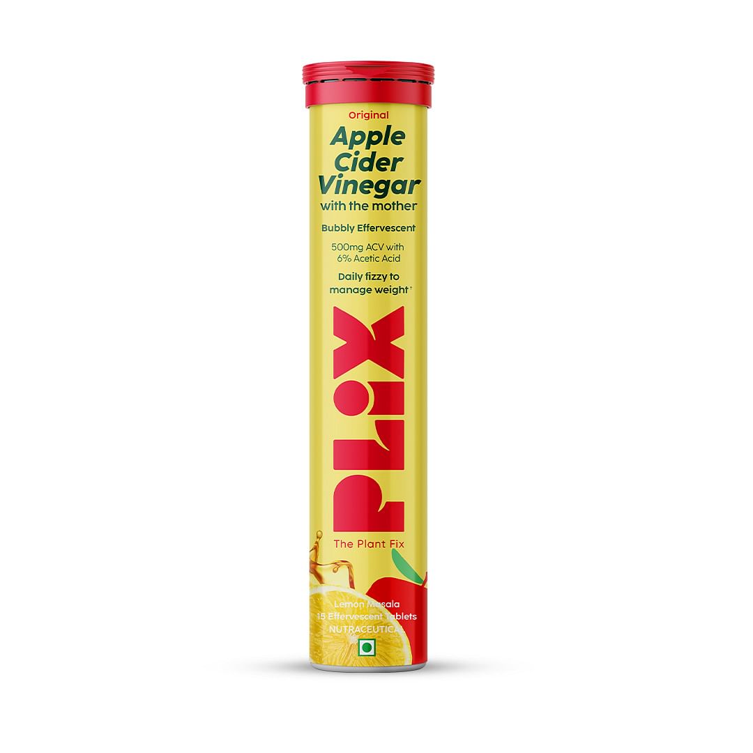 

PLIX Apple Cider Vinegar Effervescent Tablet with mother for weight loss I with vitamin B6 & B12 | Pack of 1 (Lemon Masala), 15 tablets | 100% vega...