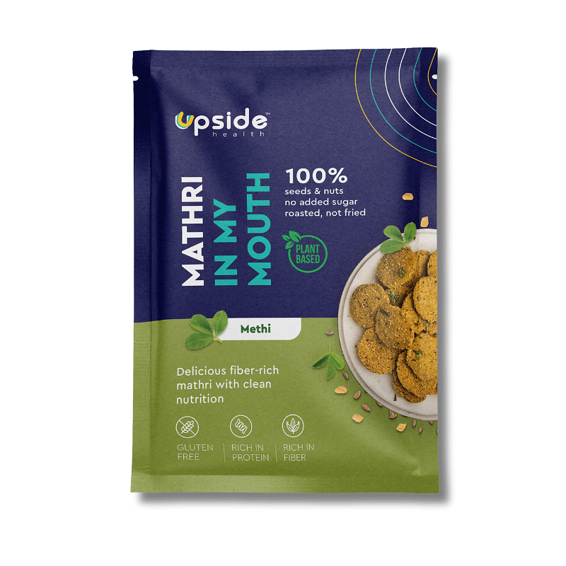 

Upside Health Methi Flavour Mathri (Pack of 2, 90g) | 100% Seeds & Nuts | Diabetes Friendly - Vegan - Gluten Free - All Natural