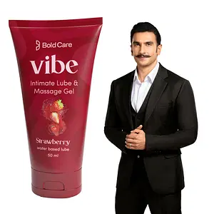 Bold Care Vibe Strawberry - Personal Lubricant for Men and Women - Premium Strawberry Flavour - Water Based Lube - Skin Friendly, Silicone and Paraben Free - No Side Effects
