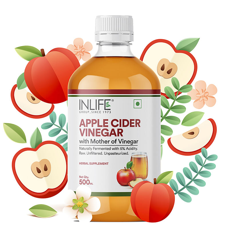 

Inlife Apple Cider Vinegar with Mother Vinegar, Raw, Unfiltered, Unpasteurized Health Supplement for Skin, Hair & Weight Management 500 ml (Pack of 1)