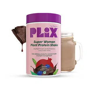 PLIX Women's Protein Powder, 20g Protein For Hormonal Balance 500g Pack Of 1 (Chocolate) Aids Weight Management Helps Prevent PCOS Promotes Healthy Hair And Skin Blend Of Ayurvedic Herbs Vegan