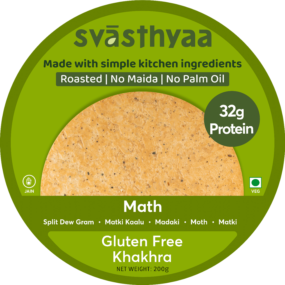 

Svasthyaa Organics Math |High Protein Khakra Gluten Free - 200g