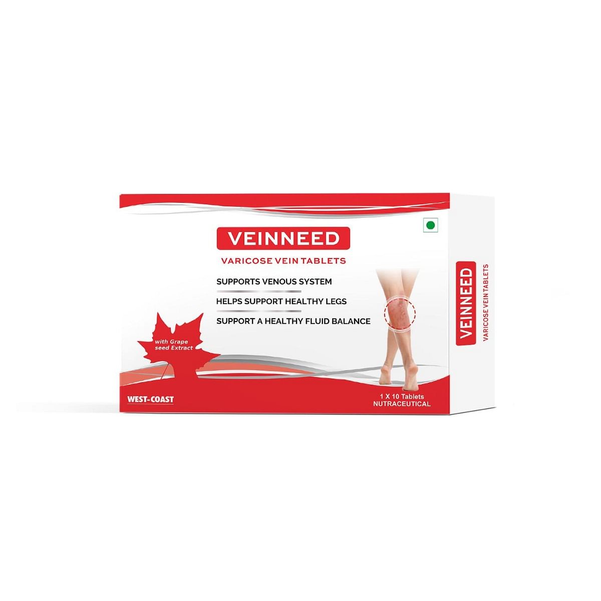 

WEST-COAST Veinneed Varicose Vein Tablet with Grape Seed Extract, Horse Chestnut Fruit for Support Venous System, Management of Varicose & Spider V...