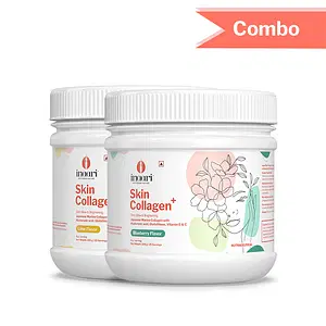 Inaari Collagen Plus Powder, 400gm | Collagen Supplements For Women | Japanese Marine Collagen Type 1 & 3| Glutathione, Vitamin C&E For Healthy Glowing Skin | Hyaluronic Acid (Lime + Blueberry Combo)