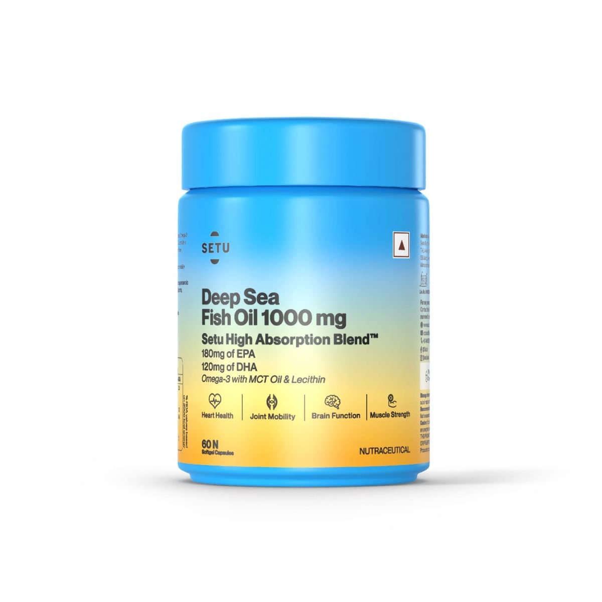 

Setu Fish Oil Ultra-Pure Marine Sourced 1000 Mg Omega 3 | 180Mg Epa 120Mg Dha | For Brain, Heart And Joint Health | 60 Softgels