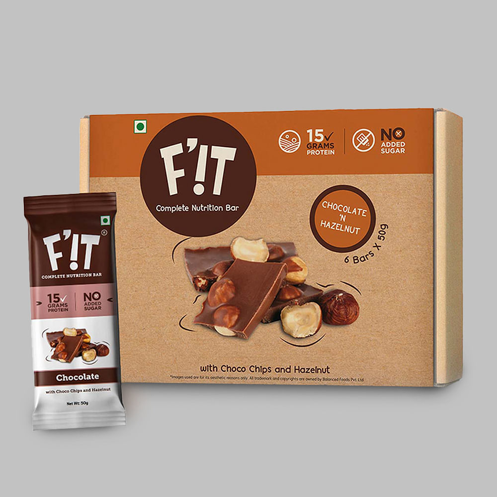 

F'iT Nutrition Bar - Chocolate with Hazelnut (Pack of 6)