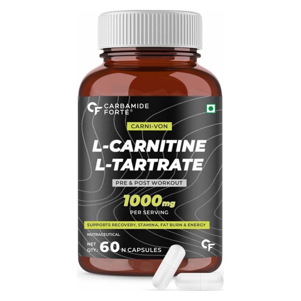 

Carbamide Forte Carbamide Forte L Carnitine Supplement 1000mg Capsules for Men & Women | Pre Workout Supplement - 60 Veg Capsules