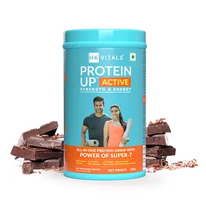HealthKart HK Vitals ProteinUp Active, All in one triple blend protein for Strength, Immunity, and Stress-Relief (Chocolate, 400 g / 0.88 lb)