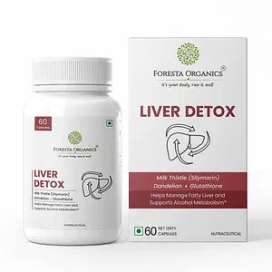 Foresta Organics Liver Detox with Milk Thistle Extract (Silymarin), Dandelion & Glutathione -60 Capsules