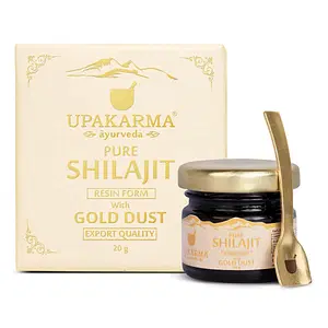UPAKARMA Ayurveda Premium Ayurvedic Pure and Natural Shilajit / Shilajeet Gold Resin with Pure Gold Dust Helps Boost Immunity, Energy, Strength, Stamina, and Overall Health - 20 Gram