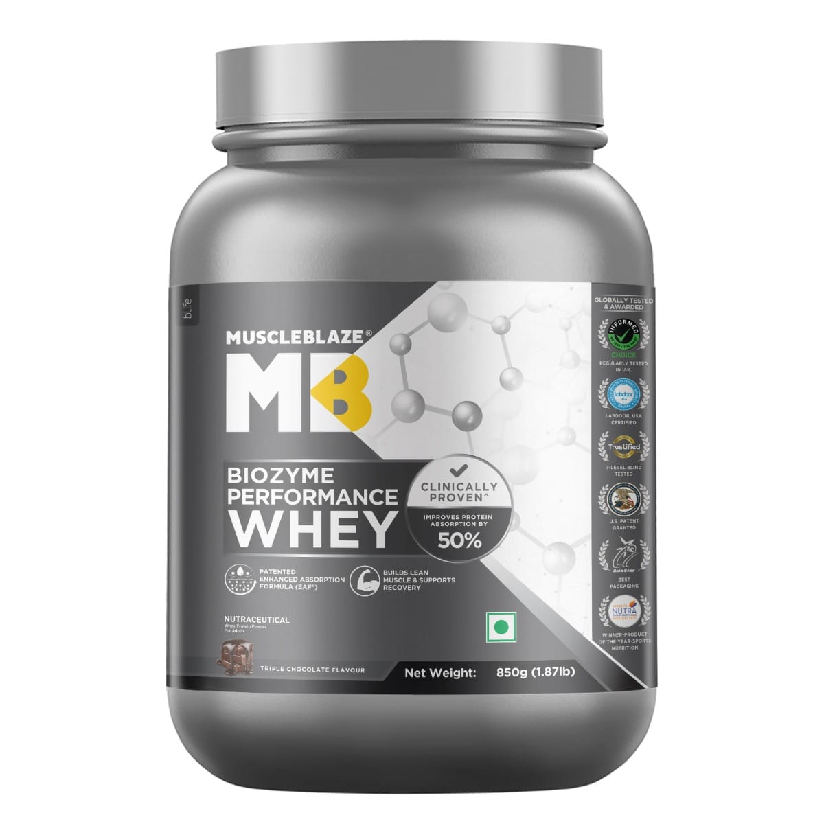 

MuscleBlaze Biozyme Performance Whey Protein | Clinically Tested 50 Higher Protein Absorption | Informed Choice UK, Labdoor USA Certified & US Pate...