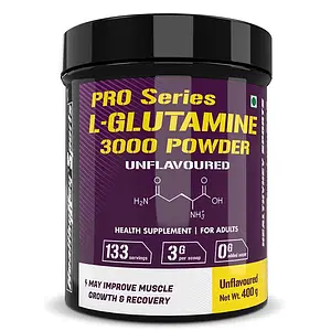 HealthyHey Sports Glutamine Powder, Muscle Growth and Recovery - 400g - 133 Servings Unflavoured