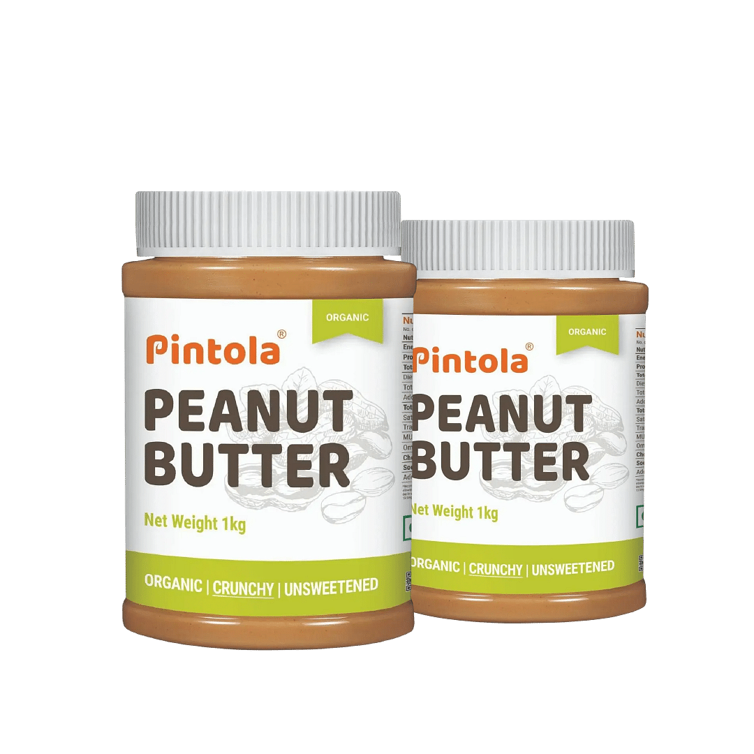 

Pintola Organic Peanut Butter High in protein & fiber | Naturally Gluten-Free, Zero Added Sugar, Zero Cholestrol |Unsweetened, Crunchy, 1kg | Pack ...