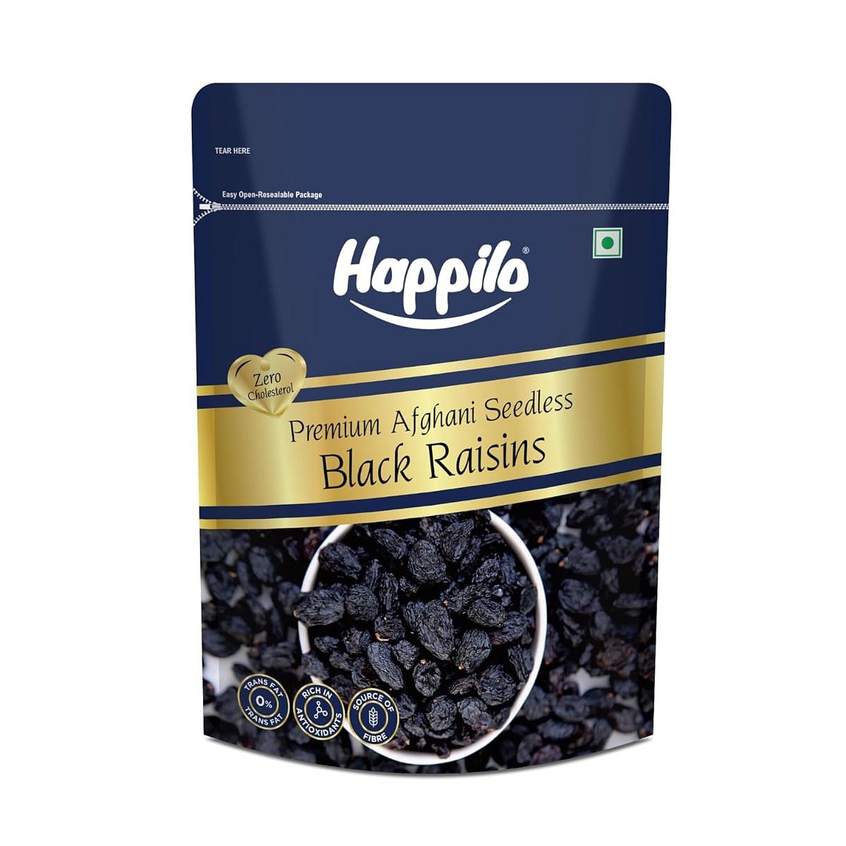 

Happilo Premium Afghani Seedless Black Raisins Value Pack 500g
