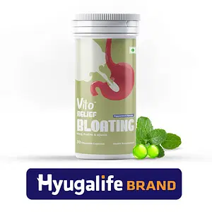 Vito Relief Bloating - Quick relief from gas and indigestion|Improves Digestion|Sugar free|Natural ingredients|Phudina, Hing and Ajwain - chewable capsules