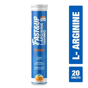 Fast & Up L-Arginine 1500mg Supplement -Nitric Oxide Booster- Helps To Boost Stamina- Orange (20 Tablets)